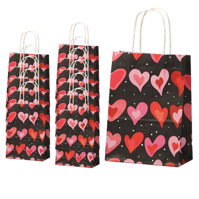 Bolsas de mano Macarena 12 Uds Bolsa de regalo del Día de San Valentín Base negra