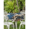 thumbnail image 4 of Outdoor Tablecloth with Umbrella Hole Zipper Navy Blue Brown Palm Tree Round Tablecloth 54" Waterproof Outside Table Cloth Tropical Leaves Vintage Patio Table Cover Tablecloths for Picnic Party, 4 of 8