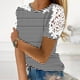 thumbnail image 2 of Camisas de Manga Corta para las Mujeres Impresión Cuello Redondo Suéter Encaje Camisa, Blusa de Verano Casual para las Mujeres, 2 of 7