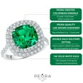 thumbnail image 4 of PEORA 5 Carats Created Colombian Emerald Lab Grown Diamond Ring in 14K White Gold, Cushion Cut, Size 5, 4 of 5
