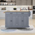 thumbnail image 1 of Kitchen Island Cart with Solid Wood Top and Locking Wheels, 54.3 inch Width, 4 Door Cabinet and Two Drawers, Spice Rack, Towel Rack (Dusty Blue), 1 of 9