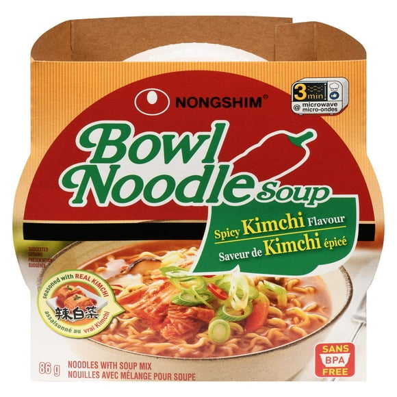 Nongshim Kimchi Bowl Noodle Soup, 86g, Bowl Noodle Soup