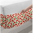 thumbnail image 2 of Cherry Bed Skirt, Randomly Scattered Repetition of Organic Healthy Fruit with Leaves, Elastic Bedskirt Dust Ruffle Wrap Around for Bedding Decor, 4 Sizes, Champagne Vermilion, by Ambesonne, 2 of 2
