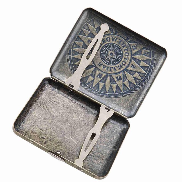 Retro Bronze Metal Cigarette Box Case Double Sided Pocket Holder for 20 Cigarettes (#6)