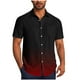 thumbnail image 2 of Blusa y camisa de manga corta con cuello vuelto para hombre, blusa informal de moda con cuello vuelto, estampado degradado, camisa de manga corta con botones, blusa de poliéster para hombre, 2 of 6