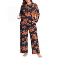 thumbnail image 2 of Cueply Women's Plus Size Pajama Sets Long Sleeve Tops and Pants Soft Lounge Sleepwear Set Casual Pjs with Pockets, 2 of 9