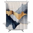 thumbnail image 2 of Abstract Shower Curtain for Bathroom Decor, Modern Gold Blue Grey Geometric Minimalist Waterproof Fabric Shower Curtain, 60"x72" Set with 12 Hooks, 2 of 9
