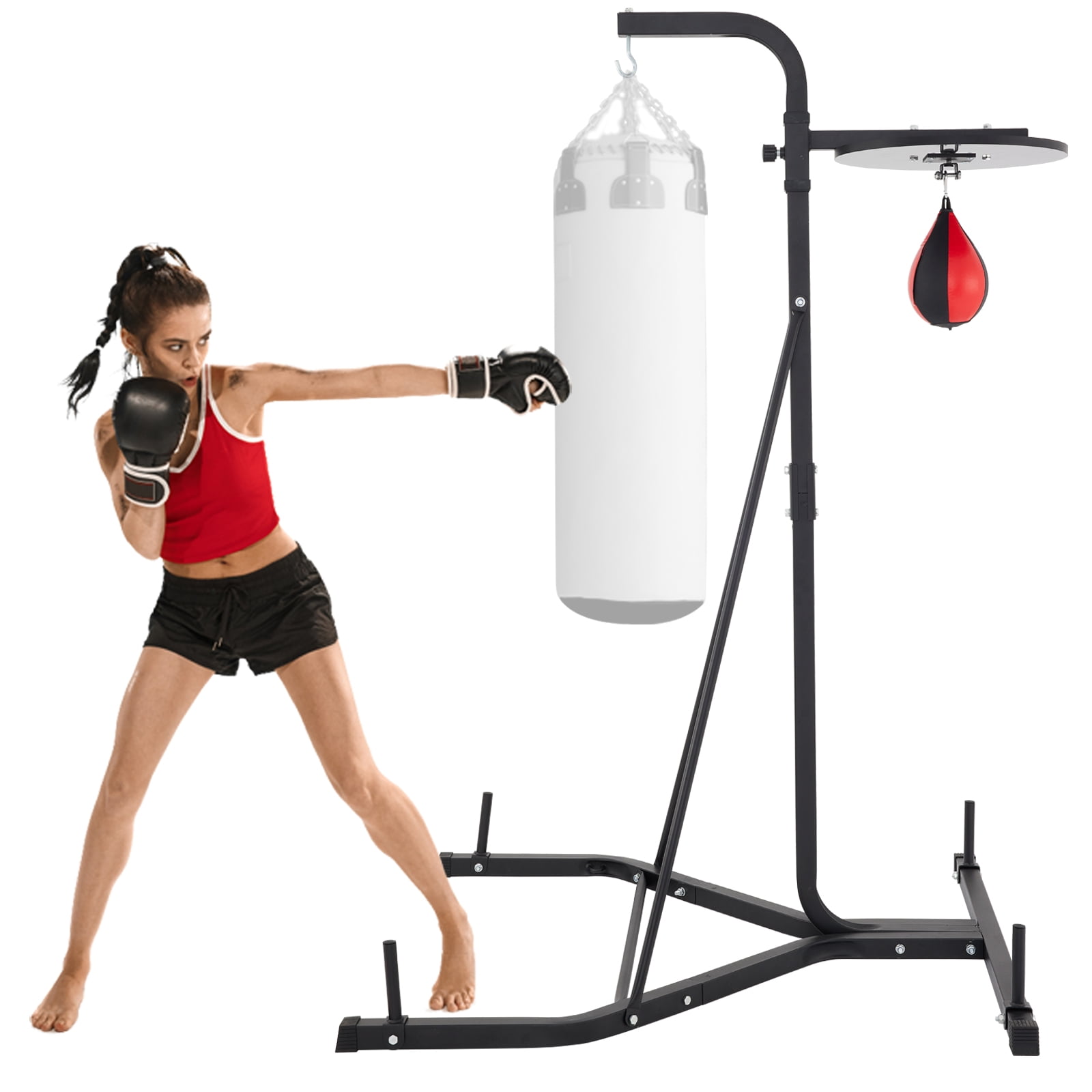 Freestanding 2 Way Frame Boxing Punch Bags Platform Speedball Kick Gym Training 