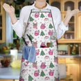 thumbnail image 5 of Pink Christmas Santa and Tree Pattern Apron-Garden Aprons for Women with Pockets-Cotton Linen Waterproof Kitchen Cooking Gardening Aprons Adjustable for Kitchen,Cooking,BBQ and Salon 33"x27", 5 of 7