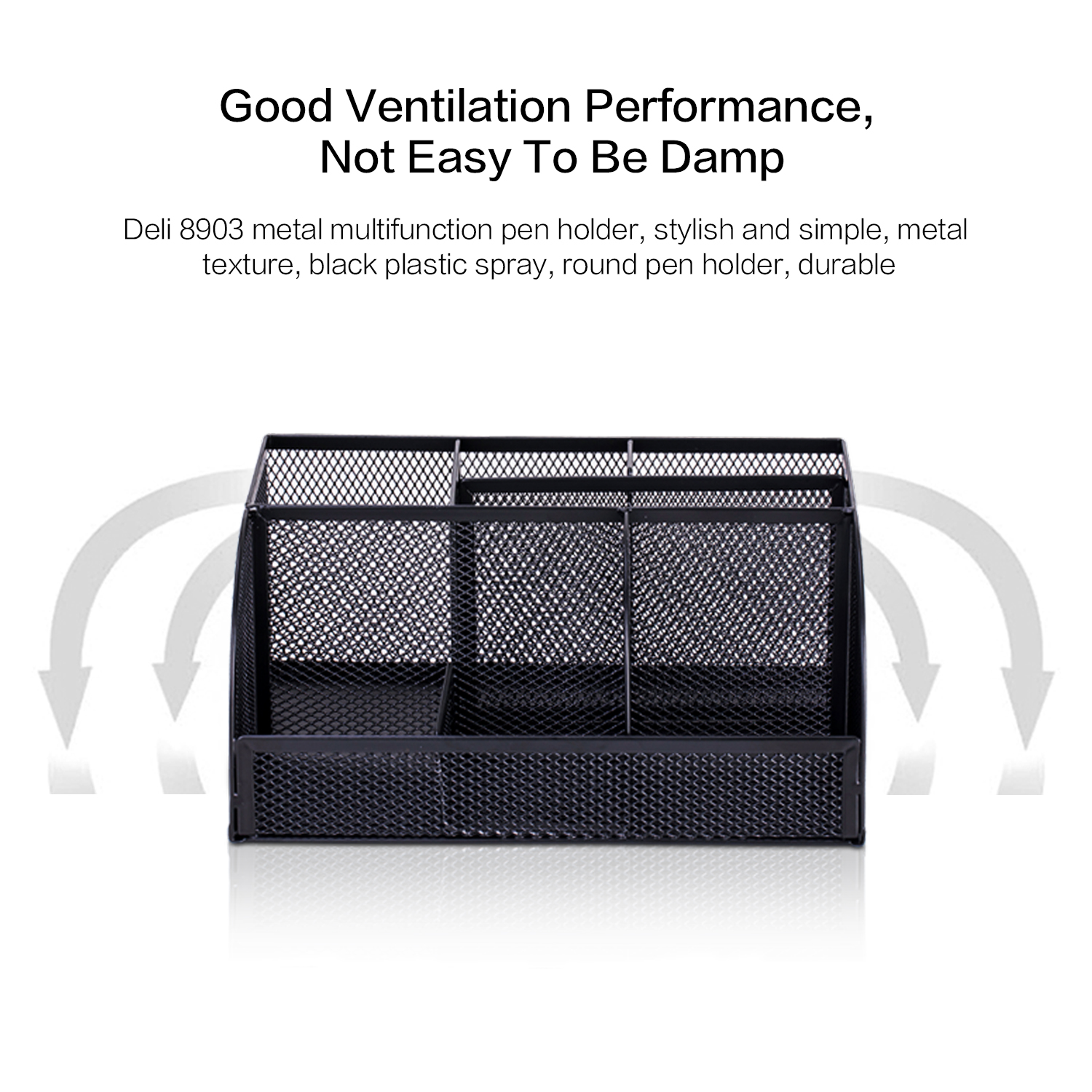 Deli Mesh Desktop Organizer, 7 Compartments, Black photo 7