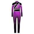 thumbnail image 4 of iiniim Girls Kids Sparkly Color Block Gradient Long Sleeve Figure Skating Gymnastics Leotard Full Body Jumpsuit Bodysuit Purple 10, 4 of 7