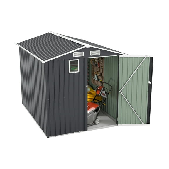 6x8FT Outdoor Steel Storage Shed - Lockable Multi-Use Shed for Bikes, Tools & Garden Equipment