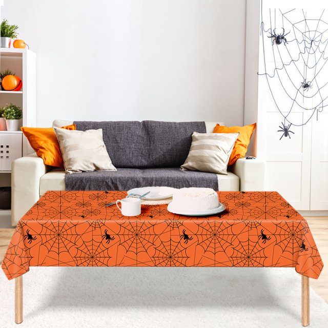 Decoraciones de Halloween, adornos de Halloween, accesorios de Halloween, suministros para fiestas de Halloween, manteles desechables de telaraña para Halloween, manteles desechables para fiestas, dec