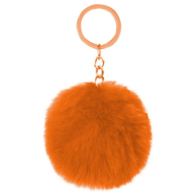 Fuzzy Ball Keychain Supple Comfortable Lovely Key Rings Adorable Practical Key Chains Women for Children Adults Elderly Students Orange 4cm