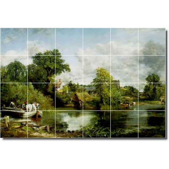 Ceramic Tile Mural-John Constable Country Painting 213. 25.5" w x 17" h using (24) 4.25 x 4.25 ceramic tiles