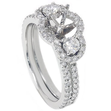 1 1/10ct 3 Stone Diamond Engagement Ring Setting Bridal Set