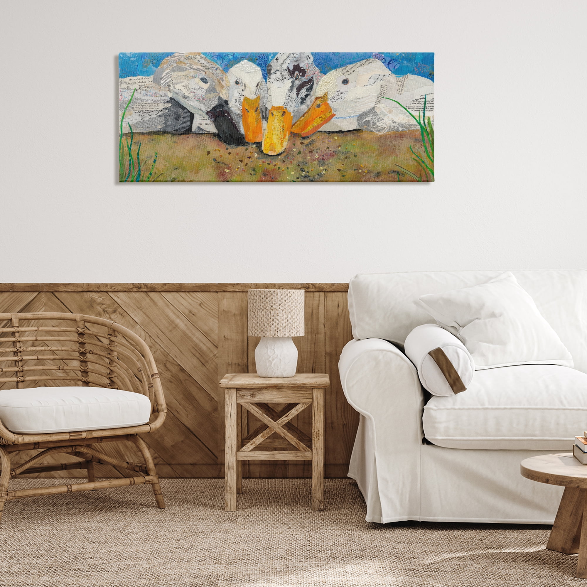 Stupell Industries Just Ducky Collage Animals Painting Wrapped Canvas Art Print Wall Art, 48 x 20