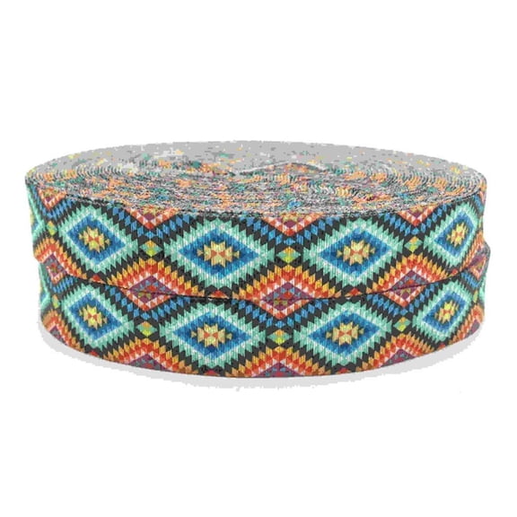 10Yards Geometry Printed Fold Over Elastic Ribbon for Craft DIY Gift Wrapping Wedding decoration Accessories