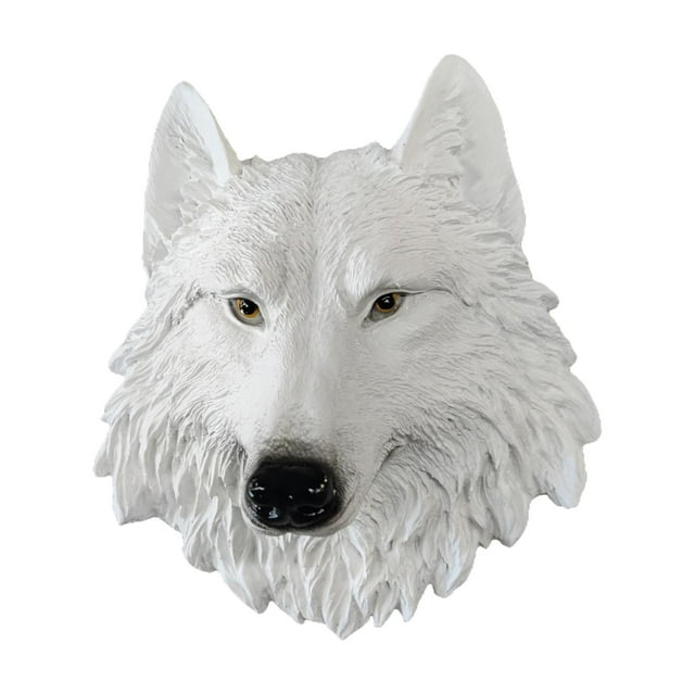 Figuras de cabeza de animal, estatuas para colgar en la pared, coleccionables para centro de mesa de bar Lobo blanco