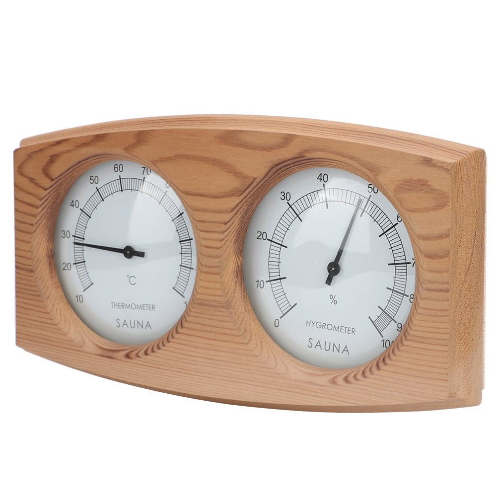 BIMZUC 2-In-1 Cedar Wood Analog Thermo-Hygrometer for Sauna and Steam Room, 9.4 x 5.1 inches