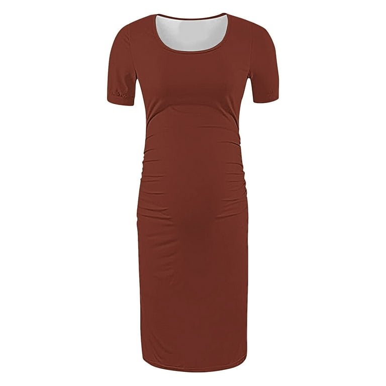 chocolate brown dress pants Fashion Women Floral Maternity Midi A-Line Dress