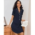 thumbnail image 2 of Ekouaer Women's Nightgown Button Down Nightshirt V Neck Sleepshirt Short Sleeve Sleepwear, 2 of 6