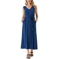 thumbnail image 2 of Vestido Maxi Sin Mangas para Mujeres Inspire Chic con Cintura Ajustable y Bolsillos S Azul Oscuro, 2 of 6