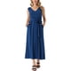 thumbnail image 2 of Vestido Maxi Sin Mangas para Mujeres Inspire Chic con Cintura Ajustable y Bolsillos S Azul Oscuro, 2 of 6