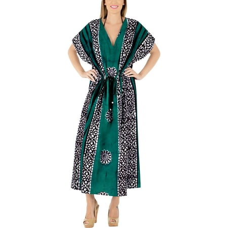 Maternity Evening Dress Long Womens Sleepwear Comfortable Cotton Evening Maxi Caftan Batik Maternity Tunic Dress Long Kaftan ()