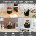 thumbnail image 2 of Desk Organizer - 360-Degree Rotating Pen Holder with 5 Compartments, Art Supply Storage Box Caddy for Office and Home (Black), 2 of 14