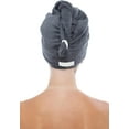 thumbnail image 2 of Texere Women's Viscose from Bamboo and Cotton Terry Spa Hair Towel Wrap - Absorbent and Fast Drying for Long, Curly, Thick Hair - Towel with Loop and Twist Closure (Tya, Pewter, U), 2 of 6
