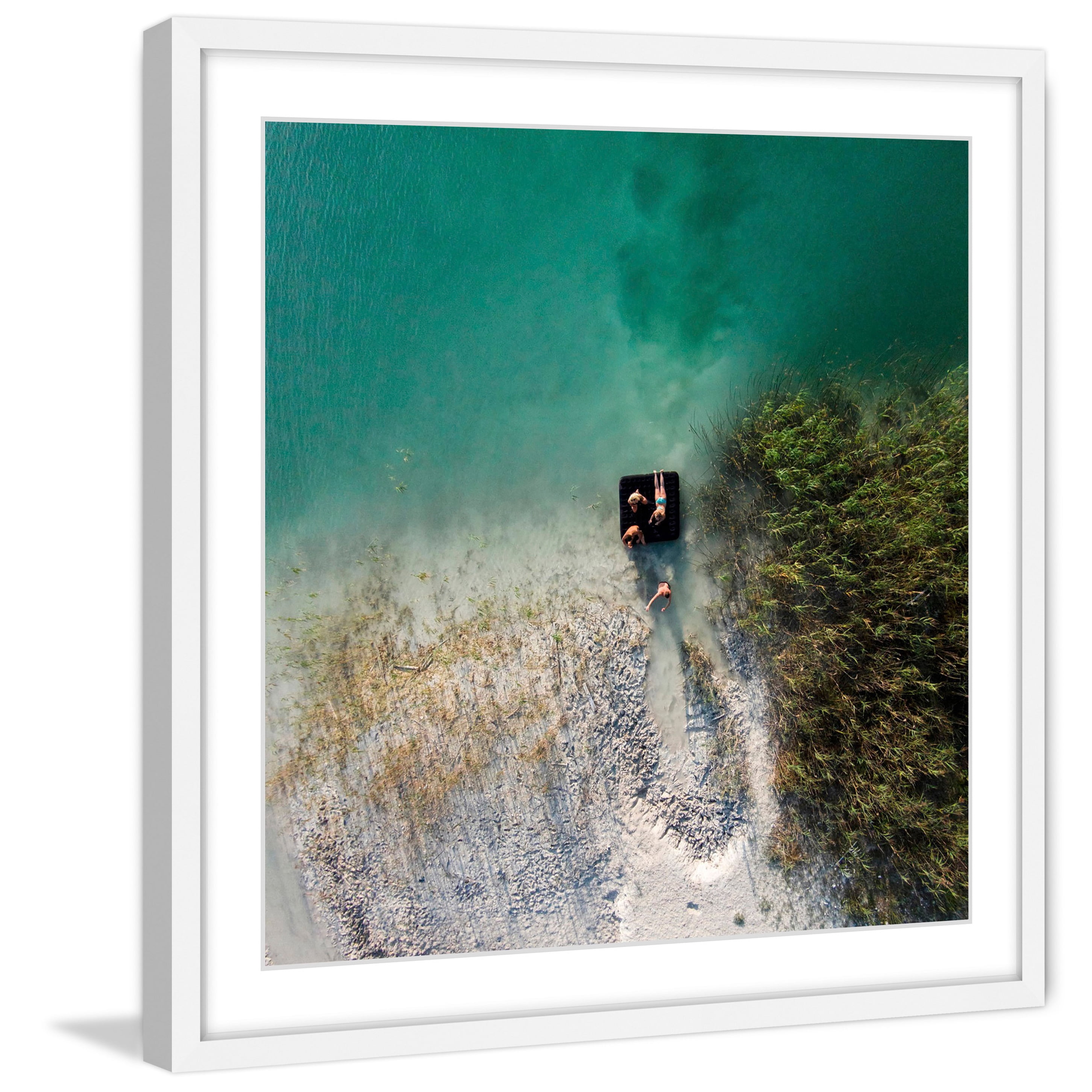 "Aqua Lake Chill" Framed Painting Art Print, 32.0" x 1.5"