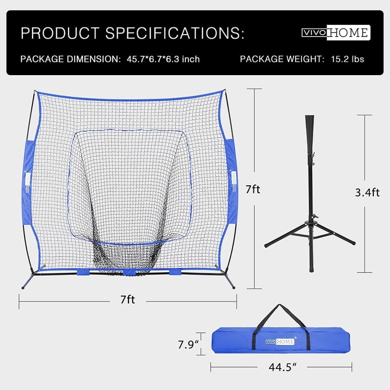 Batting Cage 7x7ft Baseball Practice Net With Tee & Targets - XL Ball ...