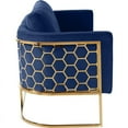 thumbnail image 4 of Maklaine Contemporary Velvet Loveseat with Iron Base in Navy, 4 of 8