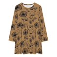 thumbnail image 2 of Black Mushroom Brown Fungus Loose Dress Evening Dress Summer Dresses for Women Luxury Dress Long Sleeved Dress, 2 of 4
