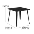thumbnail image 5 of Emma + Oliver Commercial Grade 31.75" Square Black Metal Indoor-Outdoor Table, 5 of 8