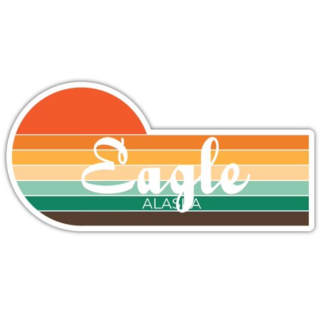 Eagle Alaska 2 x 1.25 Inch Sticker Retro Vintage Sunset City 70s Aesthetic Design