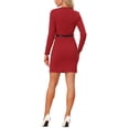 thumbnail image 3 of INSPIRE CHIC Elegant Office Dress for Women's Sweetheart Neck Belted Bodycon Pencil Dress XS Red, 3 of 6