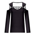 thumbnail image 5 of WXLWZYWL Womens Cold Shoulder Tops and Blouses, Long Sleeve Shirts Criss Cross Scoop Neck Tops Fall Clohtes 2024 Trendy, 5 of 5