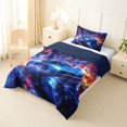 thumbnail image 3 of Castle Fairy Cyberpunk Blue Car Twin Comforter Sets 3-Piece for Men, Neon City Bedding Set for Bedroom, Blue and Orange,Navy Blue Reversible, 3 of 6