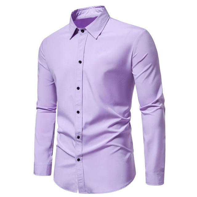 Chemises pour Hommes Manches Longues Mode Décontractée Col Rabattu Bouton Chemise Blouse Manches Longues