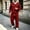 Red, variant on Liuinsasek Mens Casual Sweatsuits Solid Color V Neck Hoodless Pullover Sweatshirt and Elastic Waistband with Drawstring Sweatpants Pockets Stylish Outfits