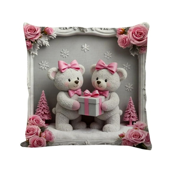 Bwiyojiz Christmas Decorations Home Decoration 45X45cm Red Pillow Cover Holiday Snowman Sofa Linen Imitation Embroidery Cushion, Gifts for Sister, Multicolor