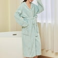 thumbnail image 2 of VANLOFE Unisex Warm Pajamas Household Clothes Solid Bathrobe Lengthened Night-robe Woman's Nightgown Hooded Robes Green Robes Sleepwear for Woman, 2 of 5
