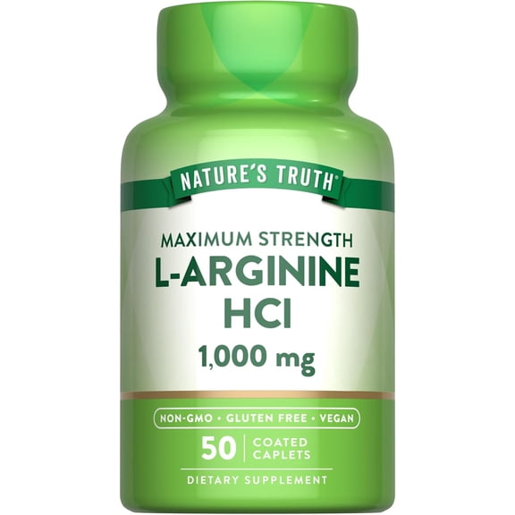 L Arginine 1000mg | 50 Caplets | Maximum Strength | Vegan, Non-GMO, Gluten Free Supplement | by Nature's Truth