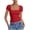 Red, variant on Women Tee Square Neck Summer Stretch Top Solid Colors Casual Short Sleeve Shirt Black S