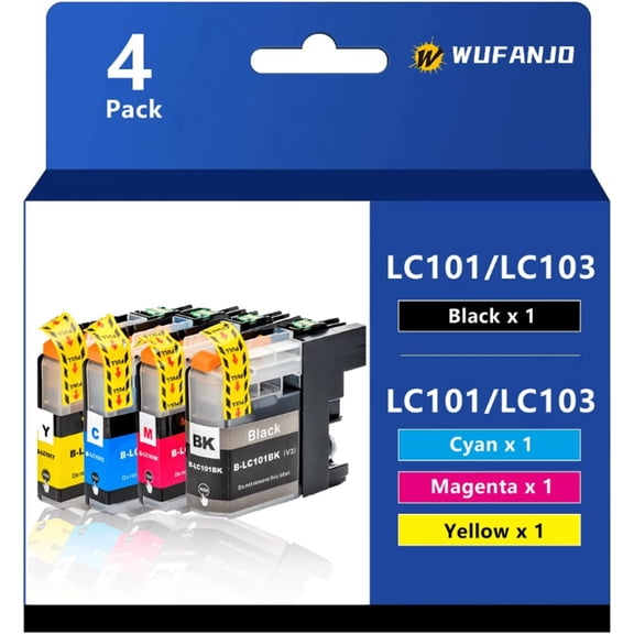LC101 LC103 BK C M Y Ink Cartridge Replacement for LC101 LC103 Printer Cartridges, Compatible for Brother MFC-J4310DW J4410DW J4510DW J470DW J475DW Printer, High Yield 600 Pages CMYK-4 Pack