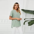 thumbnail image 6 of Fjuchai Womens Chiffon Shirt Summer V-Neck Loose Short Sleeve T-Shirt for Female Casual Pullover Tees Shirt S-XXL, 6 of 9