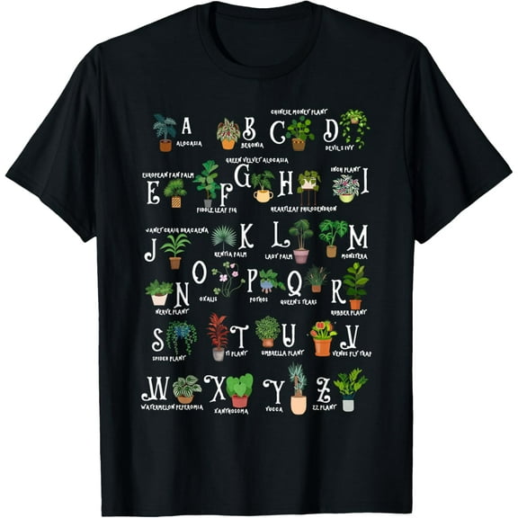Plant Alphabet Gardener Gardening Plant Lover Women Men T-Shirt Men women T-shirt black, gift. Sizes: S, M,L, XL, 2XL, 3XL, 4XL