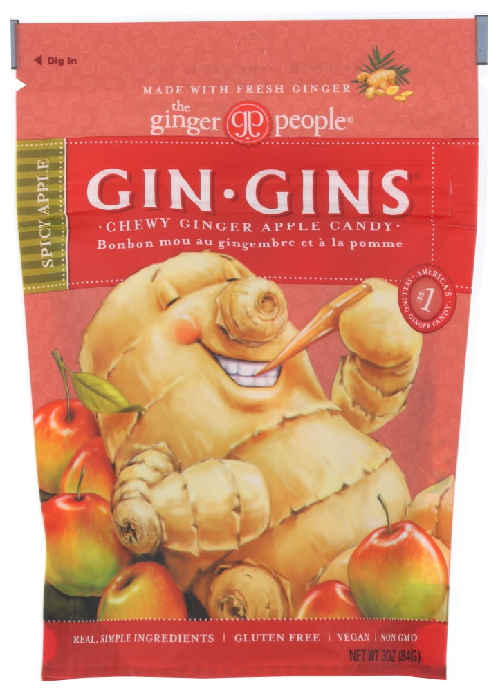 The Ginger People Gin Gins Spicy Apple Chewy Ginger Candy, 3 Oz ...